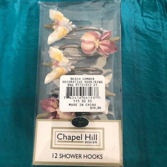 Flowers 12 Decorative Shower Curtain Hooks - Picture 4 of 4